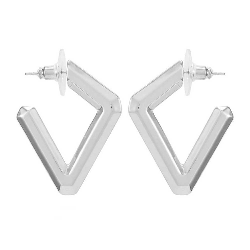 Vince Camuto Metallic Silver Triangle Earrings